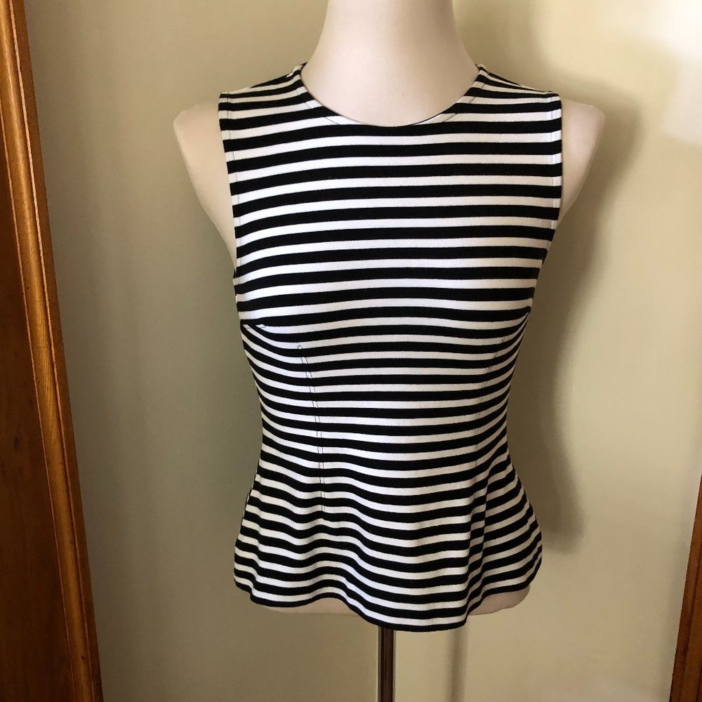 Ralph Lauren Black and White Tank Top with Brass Zipper,  Size is PS